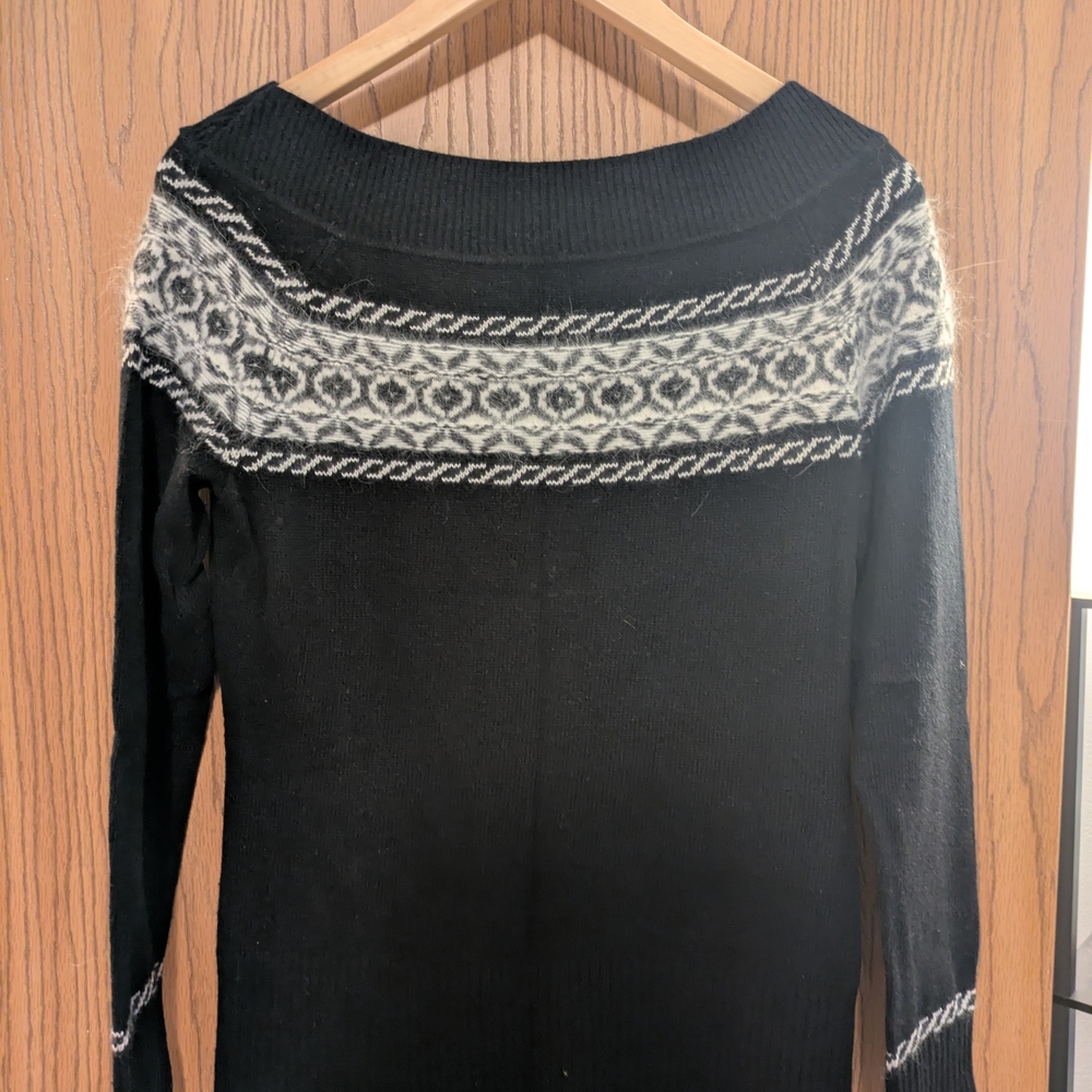 White House Black Market Black and Gray Women's Sweater